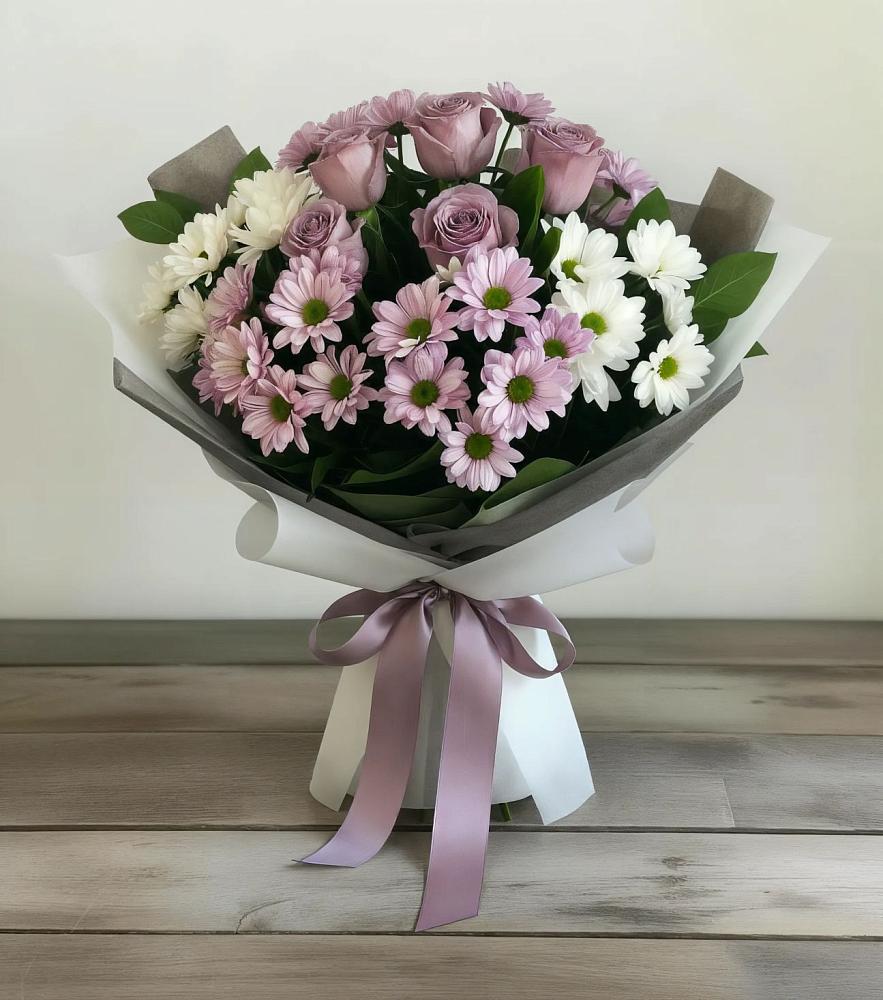 Букет цветов из: Хризантемы и Розы в Ивановском Курской области