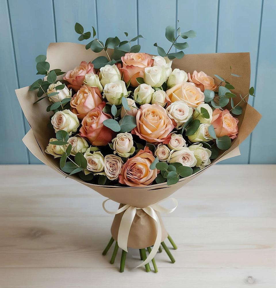 Букет цветов из: Альстромерии и Розы в Ивановском Курской области