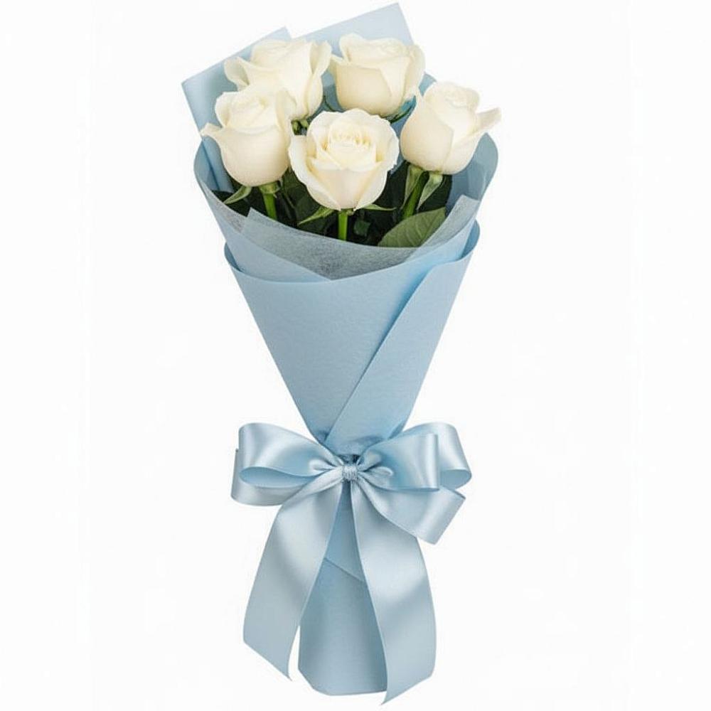 Букет 5 Белых роз Проуд в Ивановском Курской области