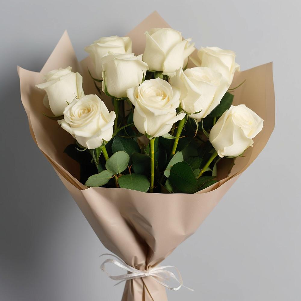 Букет 9 Белых роз Эдлесс Лав в Ивановском Курской области