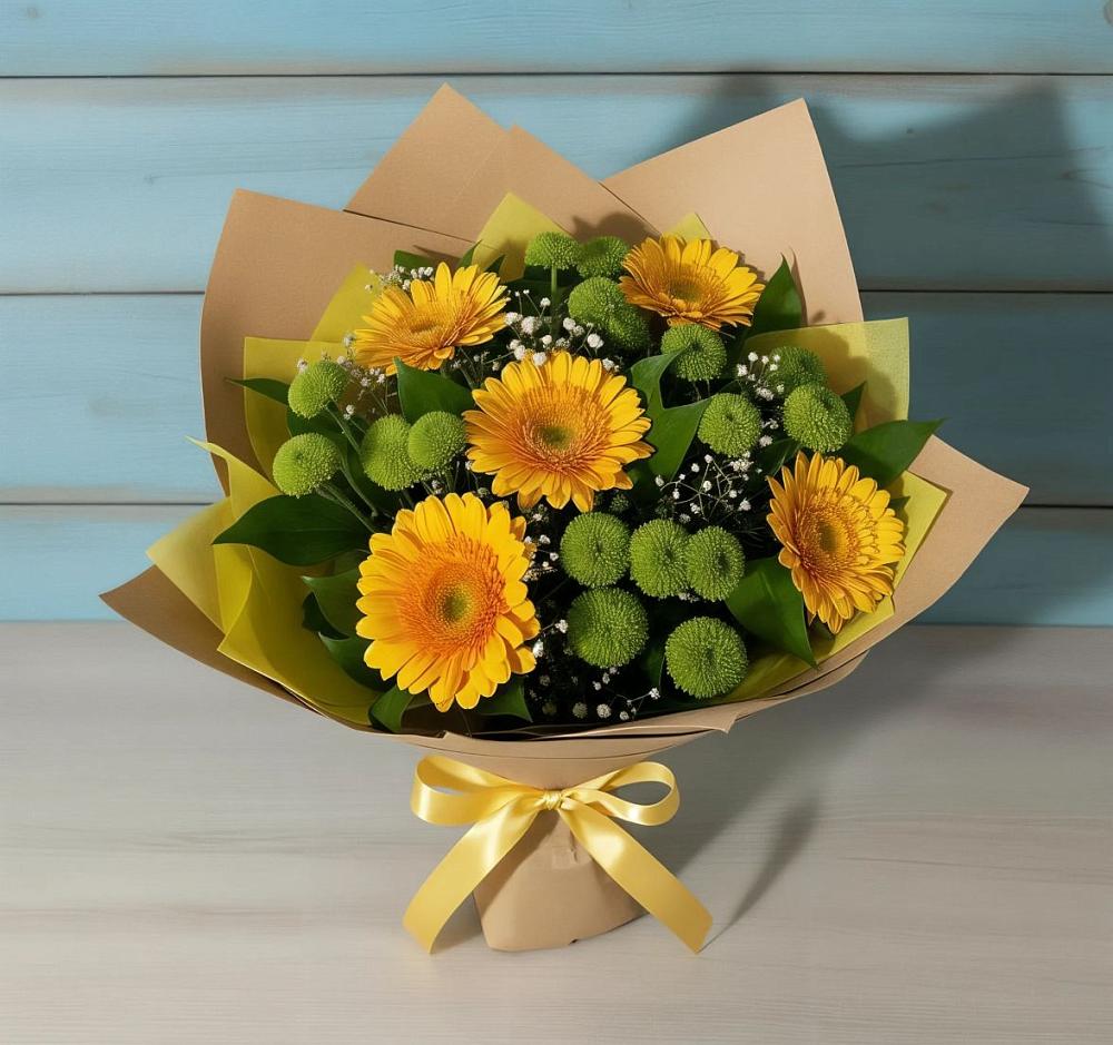 Букет цветов из: Герберы и Хризантемы в Ивановском Курской области