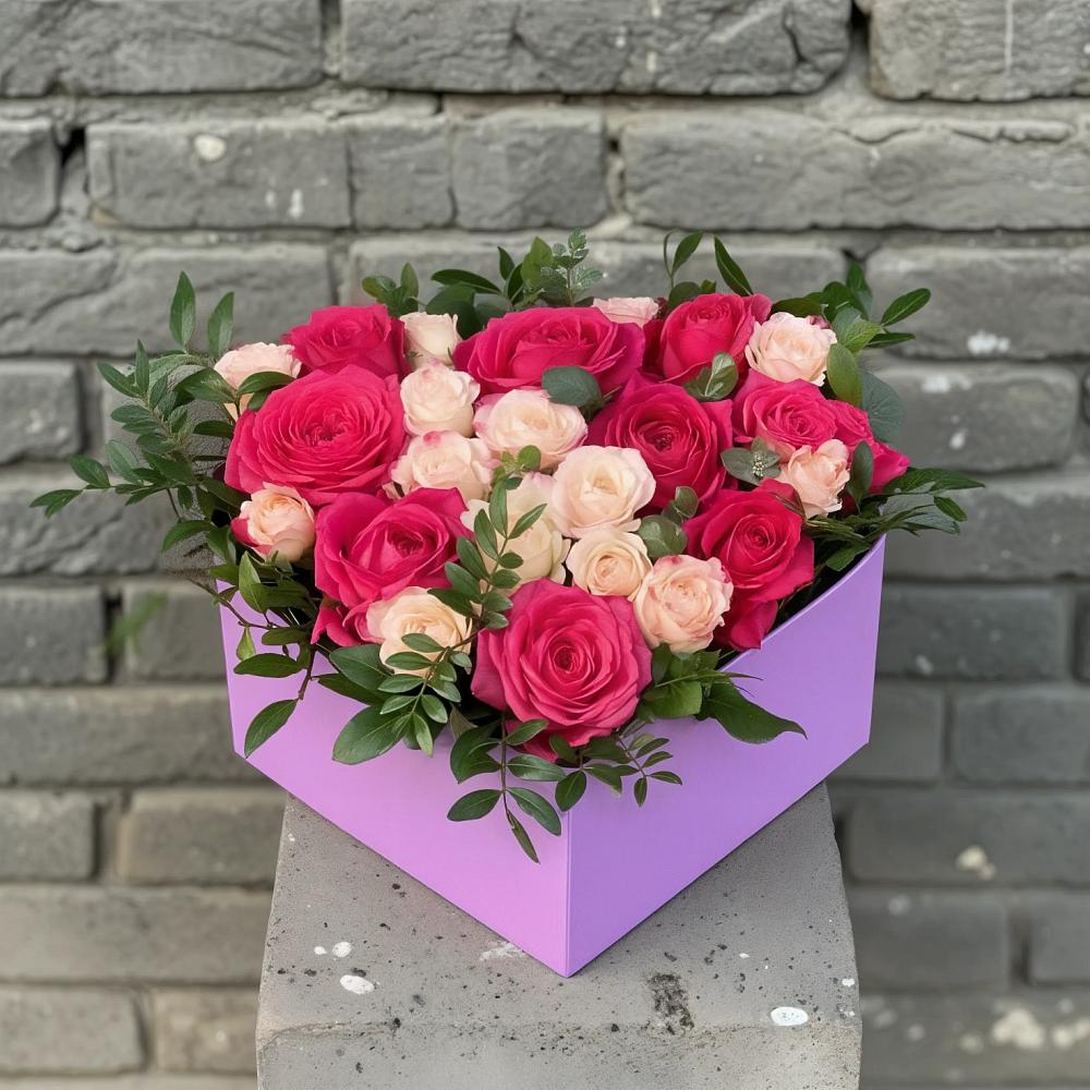 Цветочная композиция из Розы в коробке в Ивановском Курской области