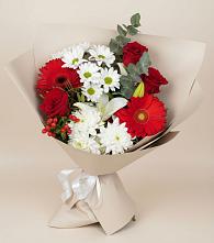 Букет цветов из:  Розы, Хризантемы, Герберы и Лилии #REPLACE_PRED# Ивановском Курской области