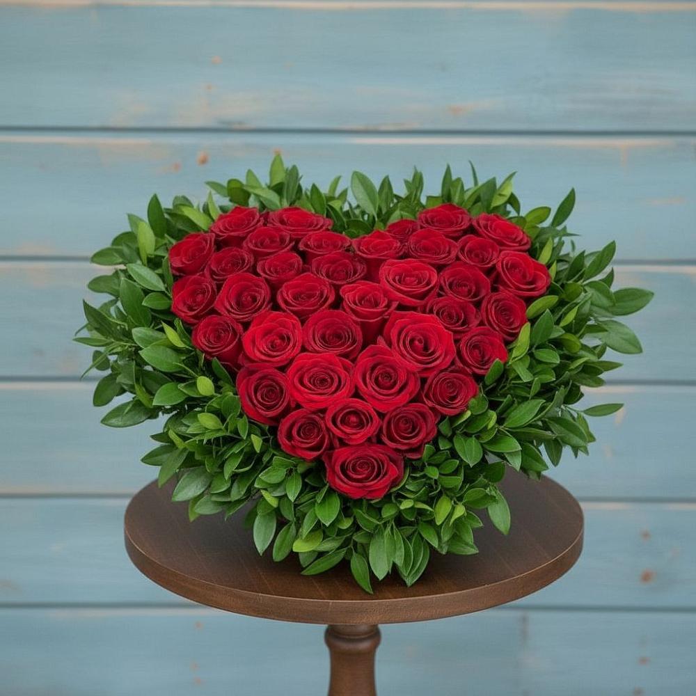 Цветочная композиция из Розы в виде сердца в Ивановском Курской области