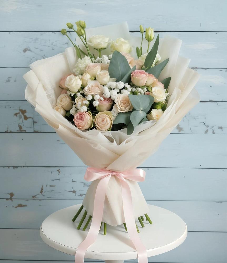 Букет цветов из: Розы и Лизиантусы в Ивановском Курской области