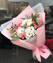 Букет цветов из:  Розы, Лизиантусы и Хризантемы в Ивановском Курской области