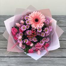 Букет цветов из:  Розы, Герберы и Хризантемы в Ивановском Курской области