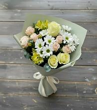 Букет цветов из:  Альстромерии, Розы и Хризантемы в Ивановском Курской области