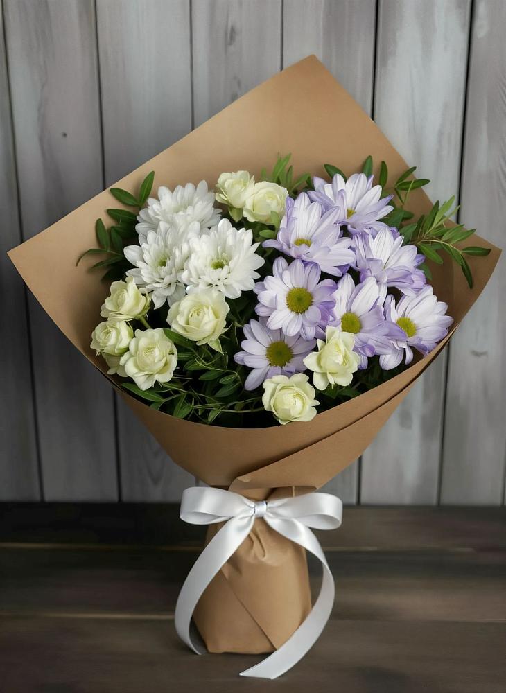 Букет цветов из: Хризантемы и Розы в Ивановском Курской области